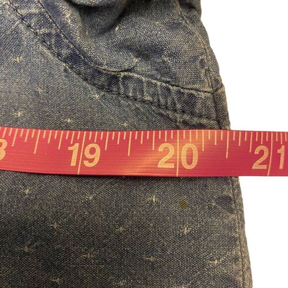 Madewell Medium Denim Swiss Dot Short Sleeve Button Down Top Size Small - Picture 11 of 13